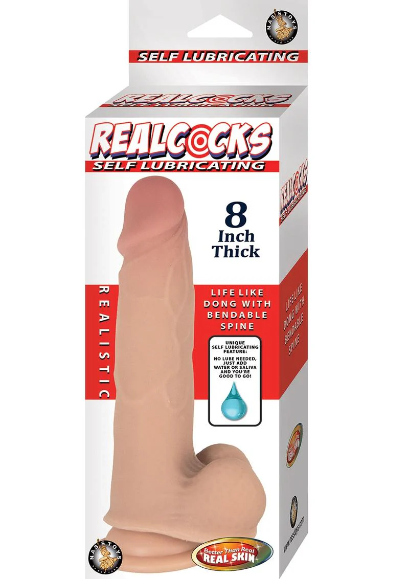 RealCocks 8 Inch Self-Lubricating Thick Dildo with Bendable Spine - Image 2
