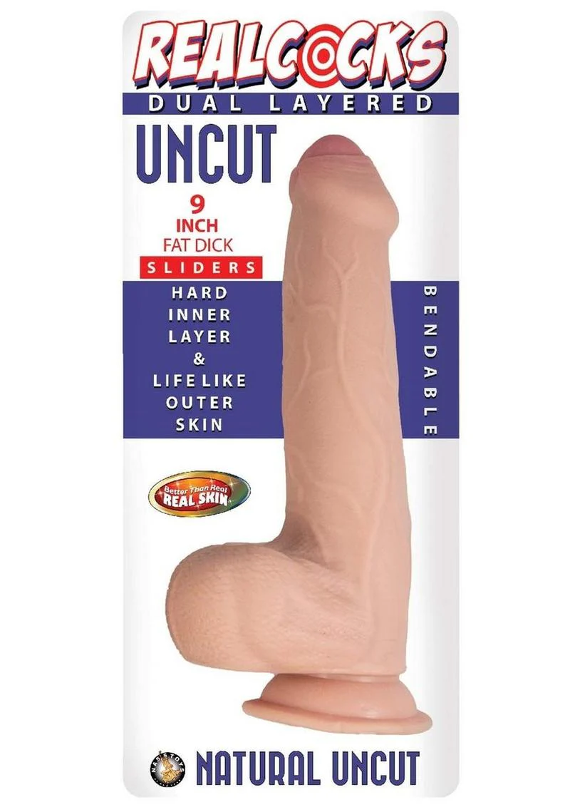 RealCocks 9 Inch Dual Layered Uncut Fat Dick Dildo Bendable - Image 6