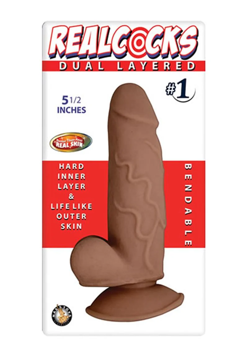 RealCocks Dual Layered #1 Bendable Dildo 5.5-Inch Realistic Caramel - Image 3