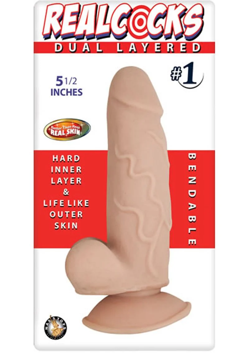 RealCocks Dual Layered #1 Bendable Dildo 5.5-Inch Realistic Caramel - Image 4
