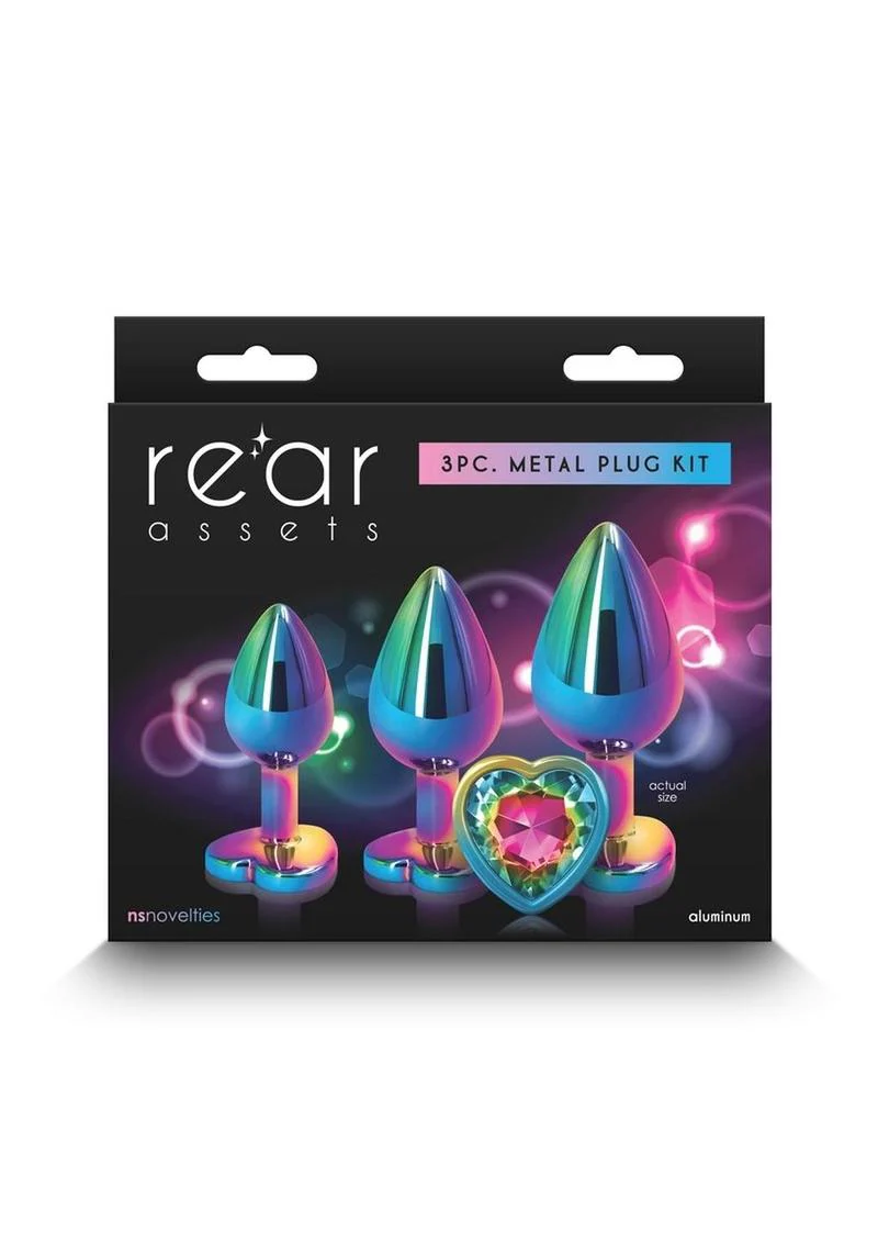 Rear Assets 3 Piece Metal Plug Kit Rainbow Aluminum with Gem Base - Image 8