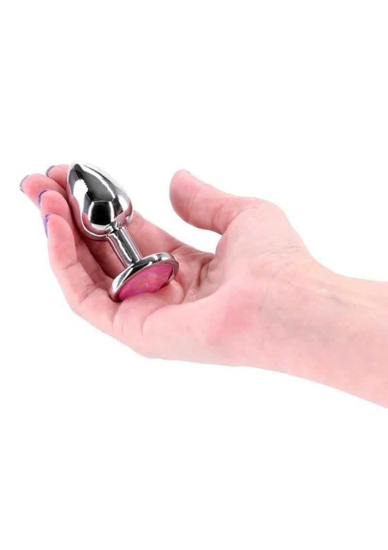 Rear Assets Aluminum Anal Plug with Pink Gem - Image 4