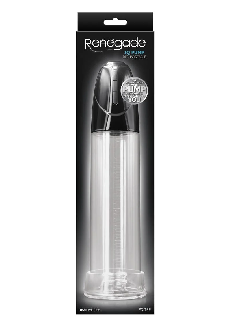 Renegade IQ Rechargeable Penis Pump Clear Cylinder with Black Cap - Image 2