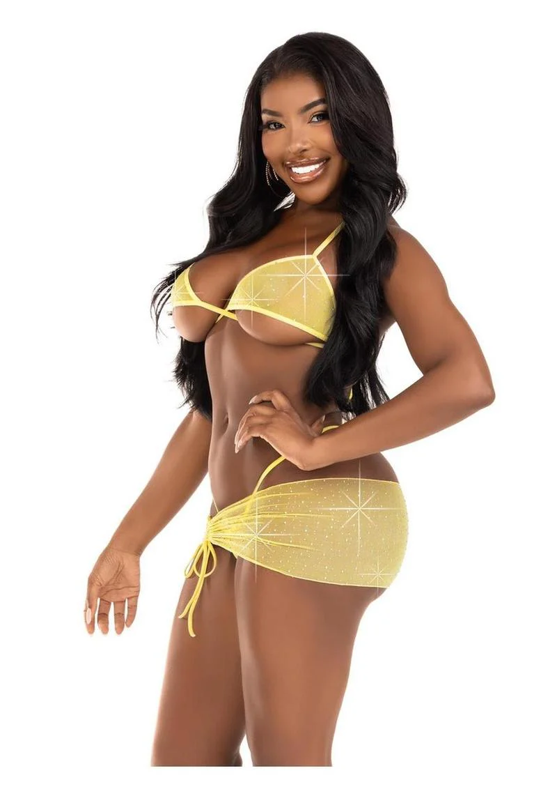 Rhinestone Mesh Wrap-Around Bra Top and G-String - Image 2
