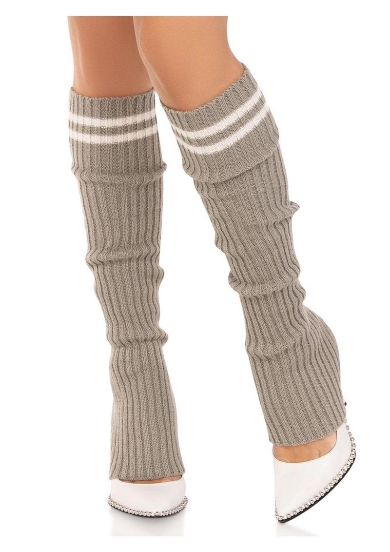 Ribbed Stirrup Leg Warmers with Athletic Stripe - Image 11