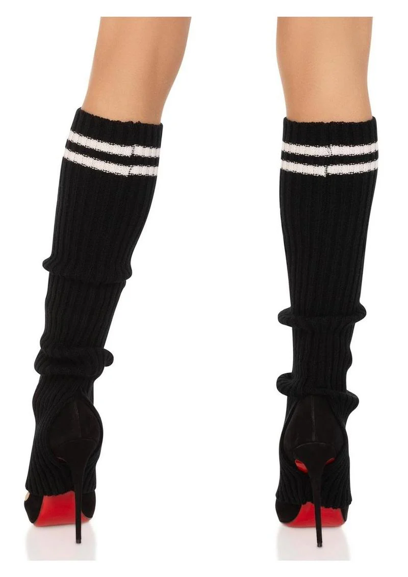 Ribbed Stirrup Leg Warmers with Athletic Stripe - Image 14