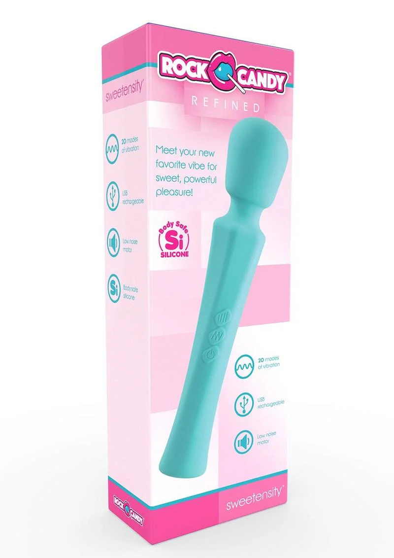 Rock Candy Sweetensity Rechargeable Silicone Vibrating Wand Blue - Image 2