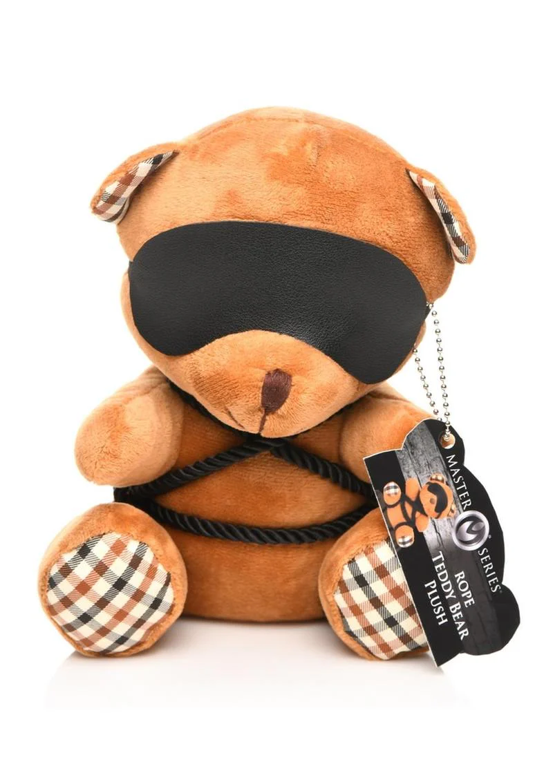 Rope Teddy Bear Plush Brown With Blindfold and Rope - Image 2