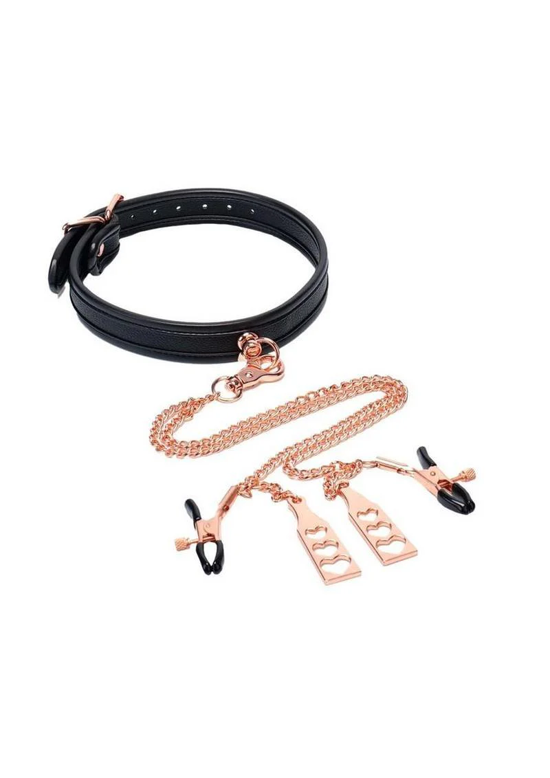 Rose Gold Hardware Choker and Nipple Clamps