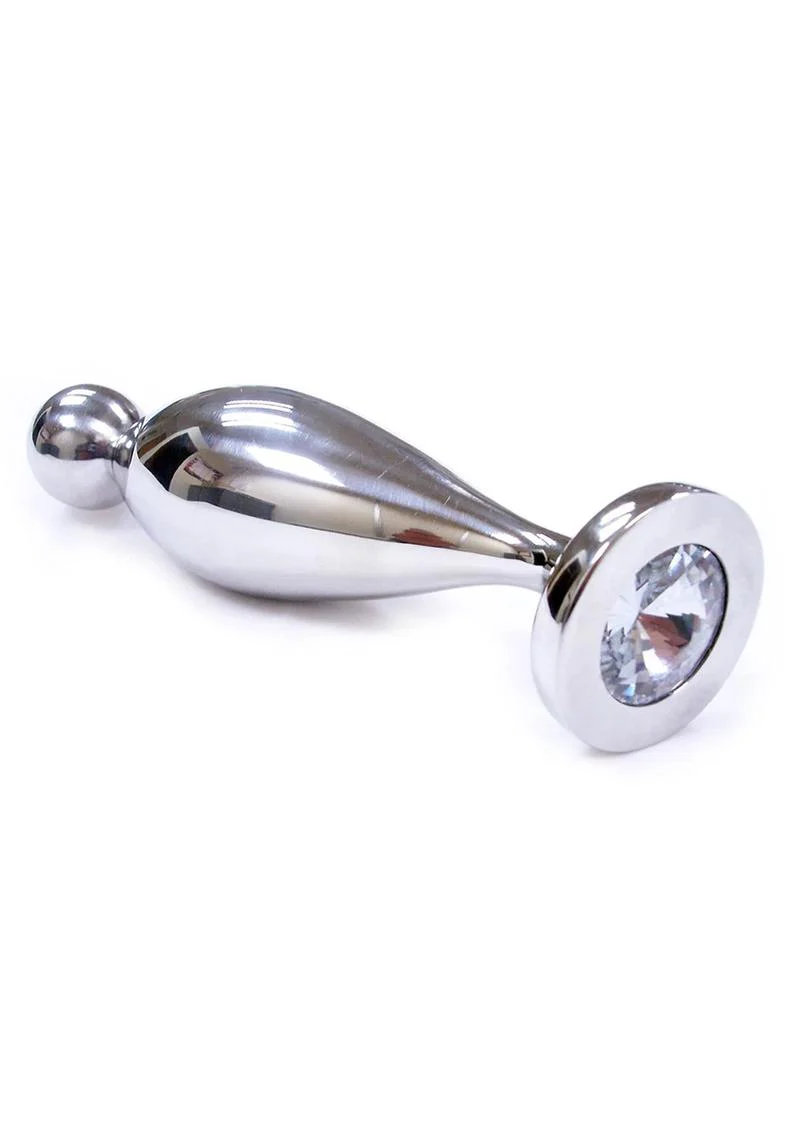 Rouge Fish Tail Stainless Steel Anal Plug Clear Jewel - Image 2