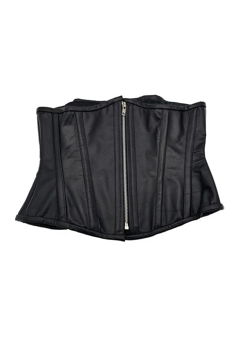 Rouge Leather Corset - Zipper Front - Image 5