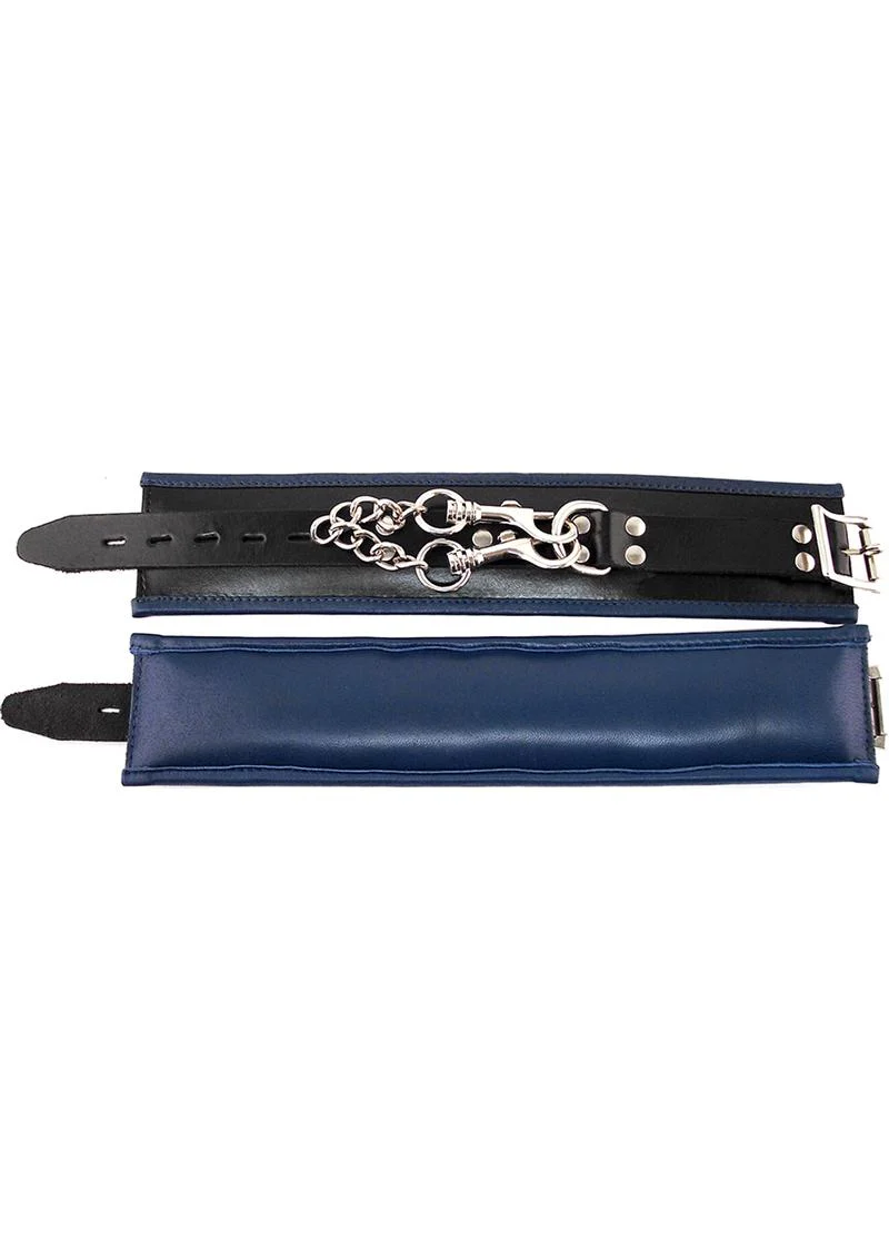 Rouge Padded Leather Adjustable Ankle Cuffs with Chain