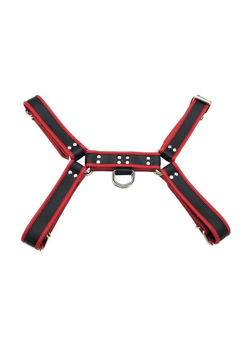 Rouge PVC O-T-H Front Harness Black And Red Adjustable Bondage - Image 2