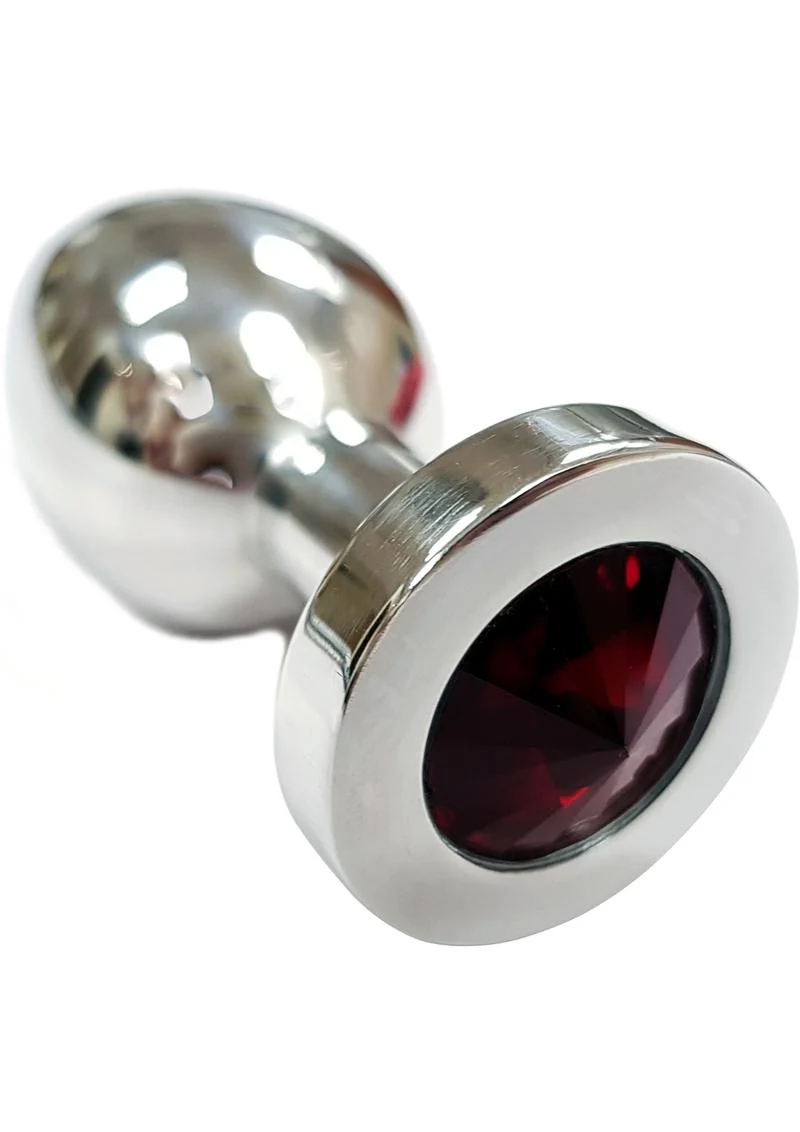 Rouge Smooth Stainless Steel Anal Plug with Red Jewel