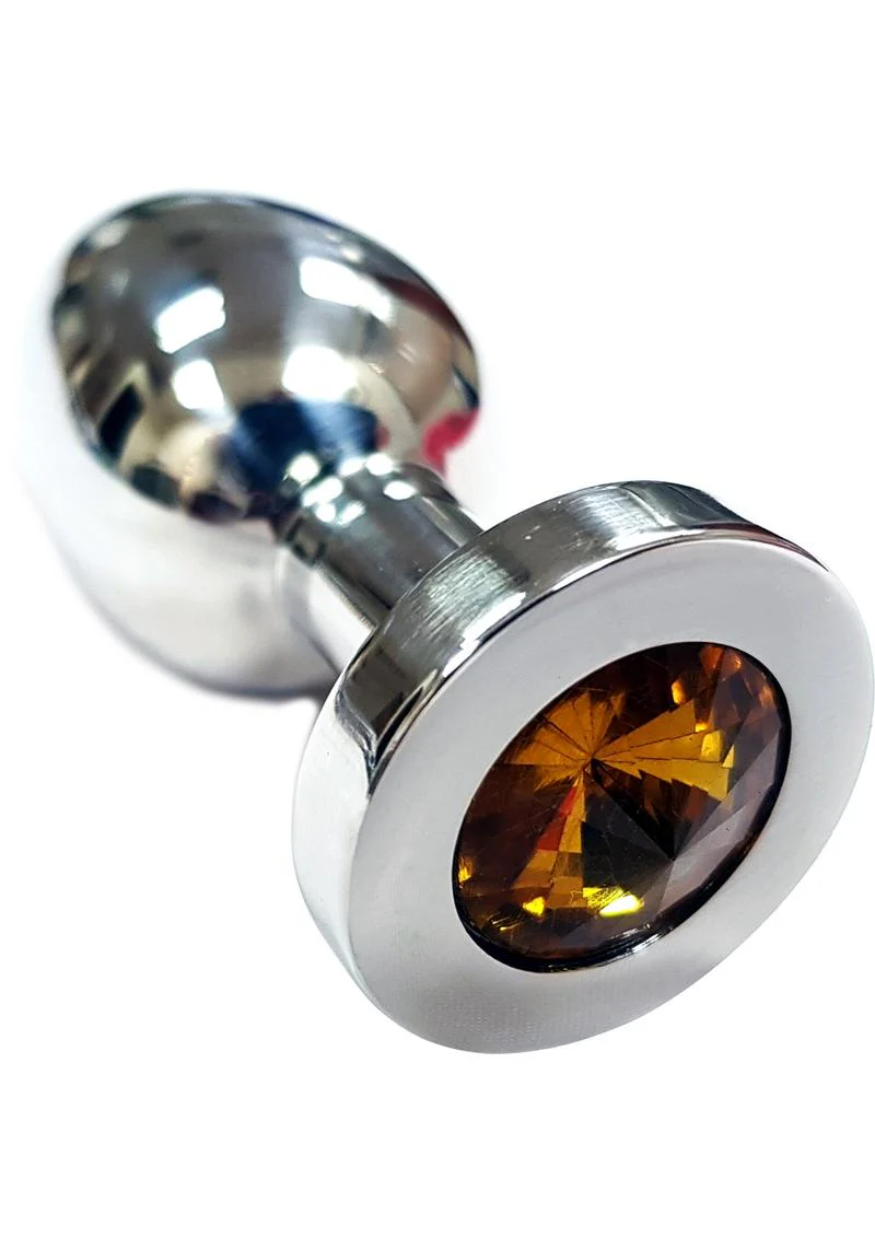 Rouge Smooth Stainless Steel Anal PlugYellow Jewel