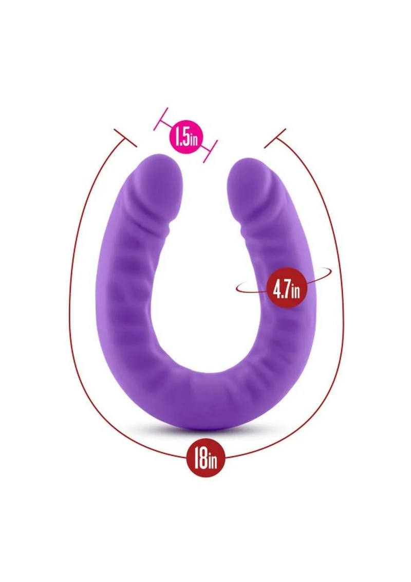 Ruse 18 Inch Silicone Slim Double Dong Flexible Purple Pleasure Toy - Image 3