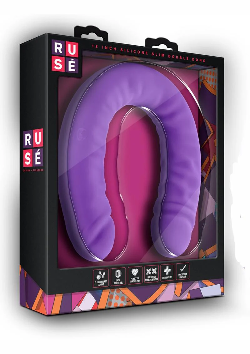 Ruse 18 Inch Silicone Slim Double Dong Flexible Purple Pleasure Toy - Image 4