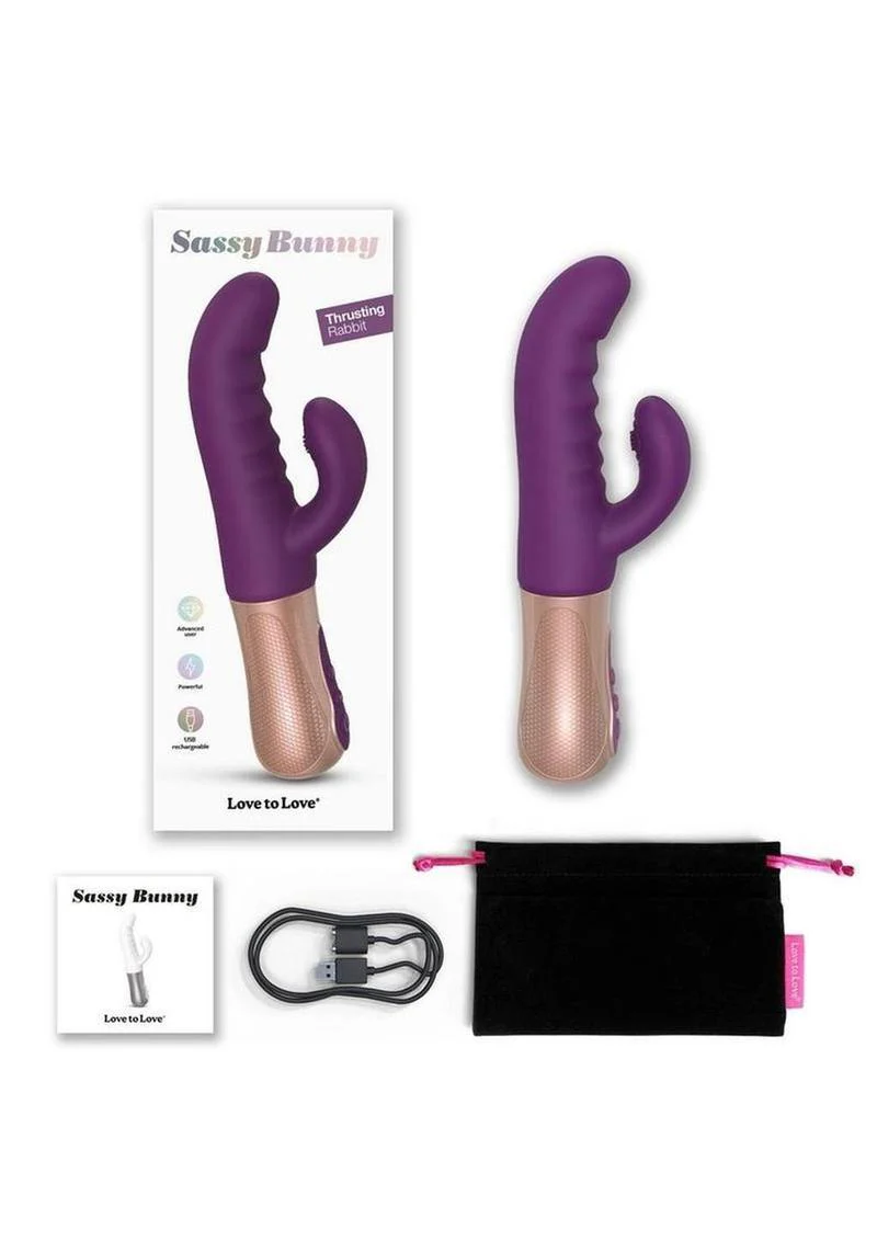 Sassy Bunny Thrusting Rabbit Dual-Motor Rechargeable Silicone Vibrator - Image 6