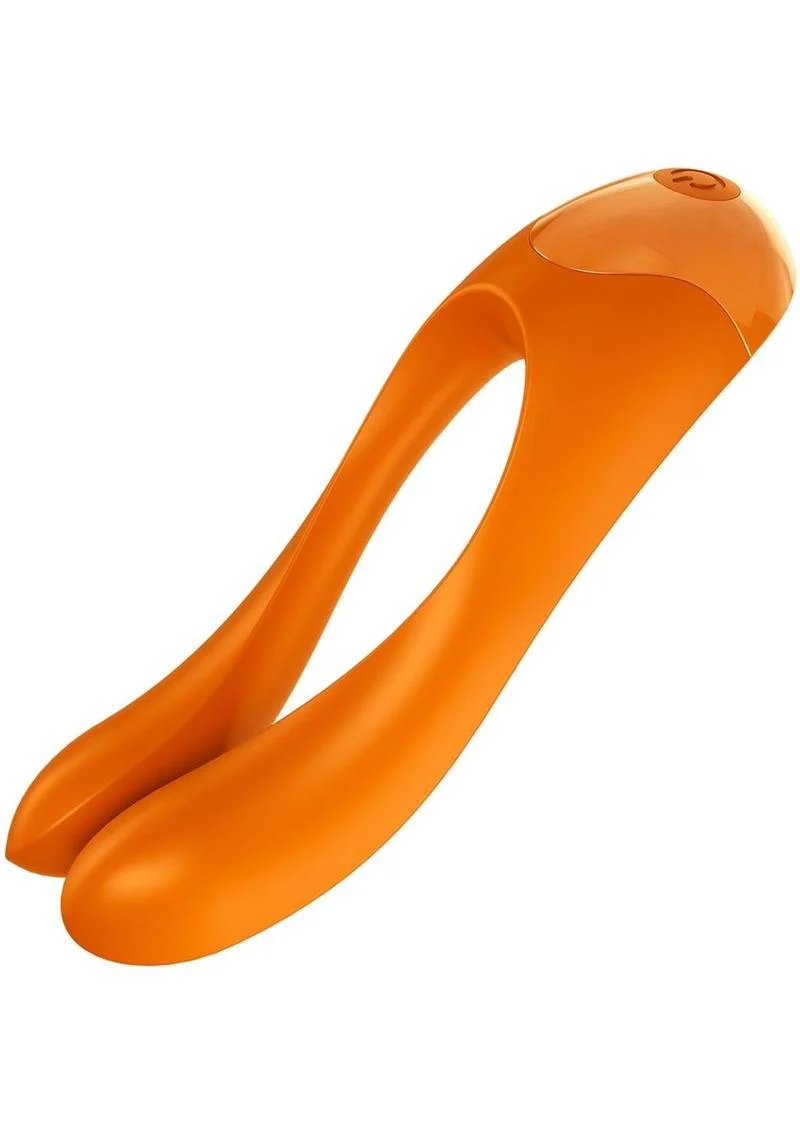 Satisfyer Candy Cane Rechargeable Orange Silicone Finger Vibrator - Image 2