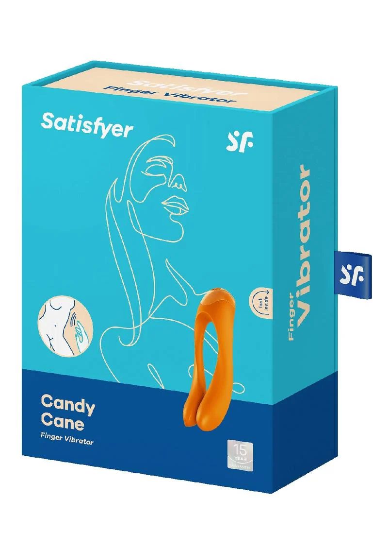 Satisfyer Candy Cane Rechargeable Orange Silicone Finger Vibrator - Image 4