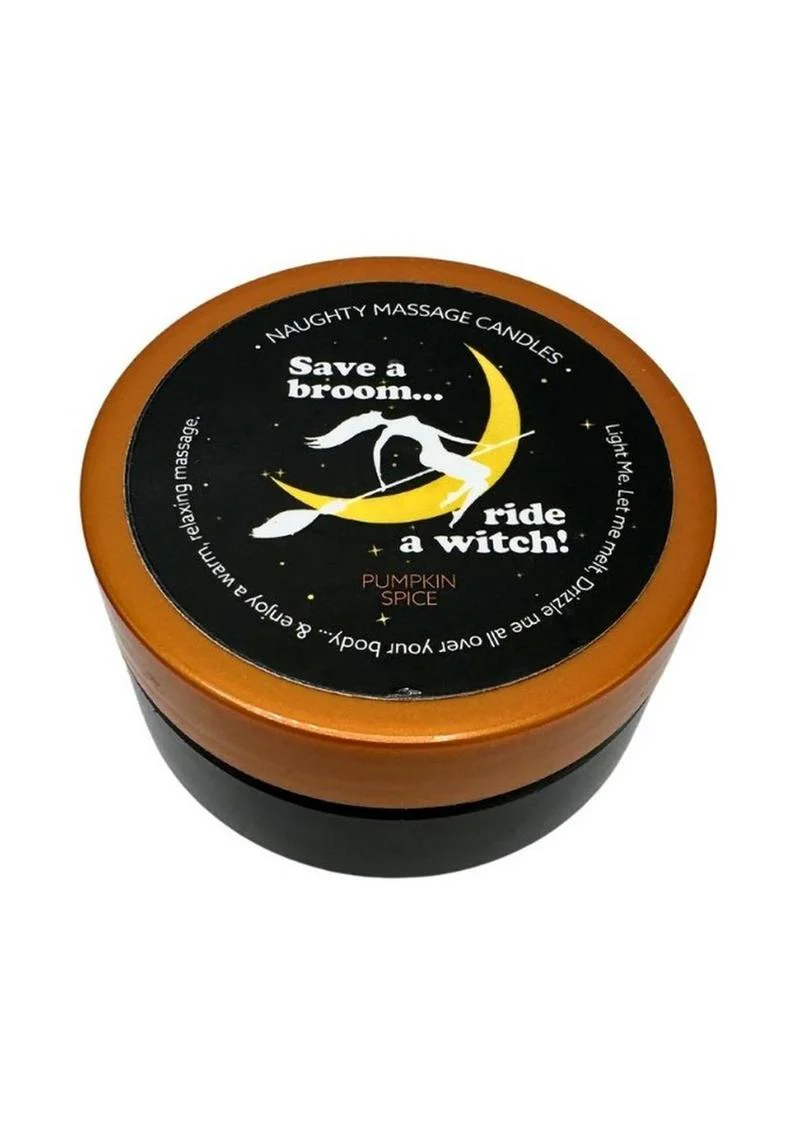 Save a Broom Ride a Witch! Pumpkin Spice Naughty Massage Candle - Image 2
