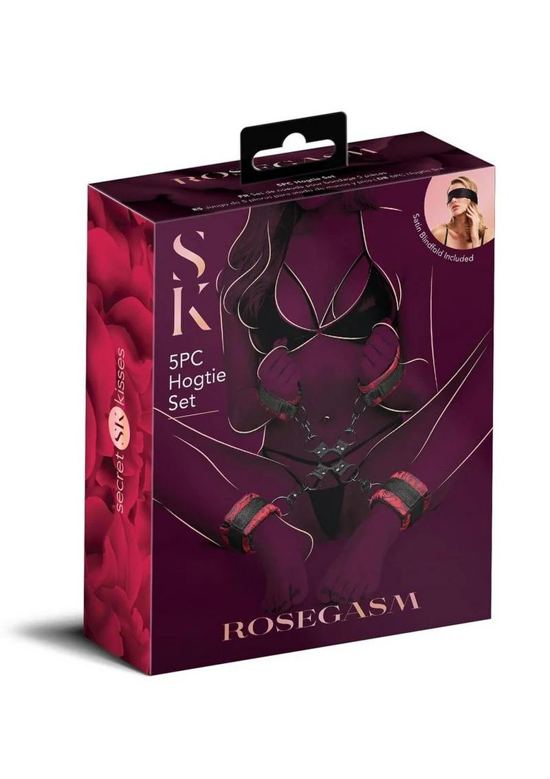 Secret Kisses Rosegasm 5PC Hogtie Set with Satin Blindfold - Image 2