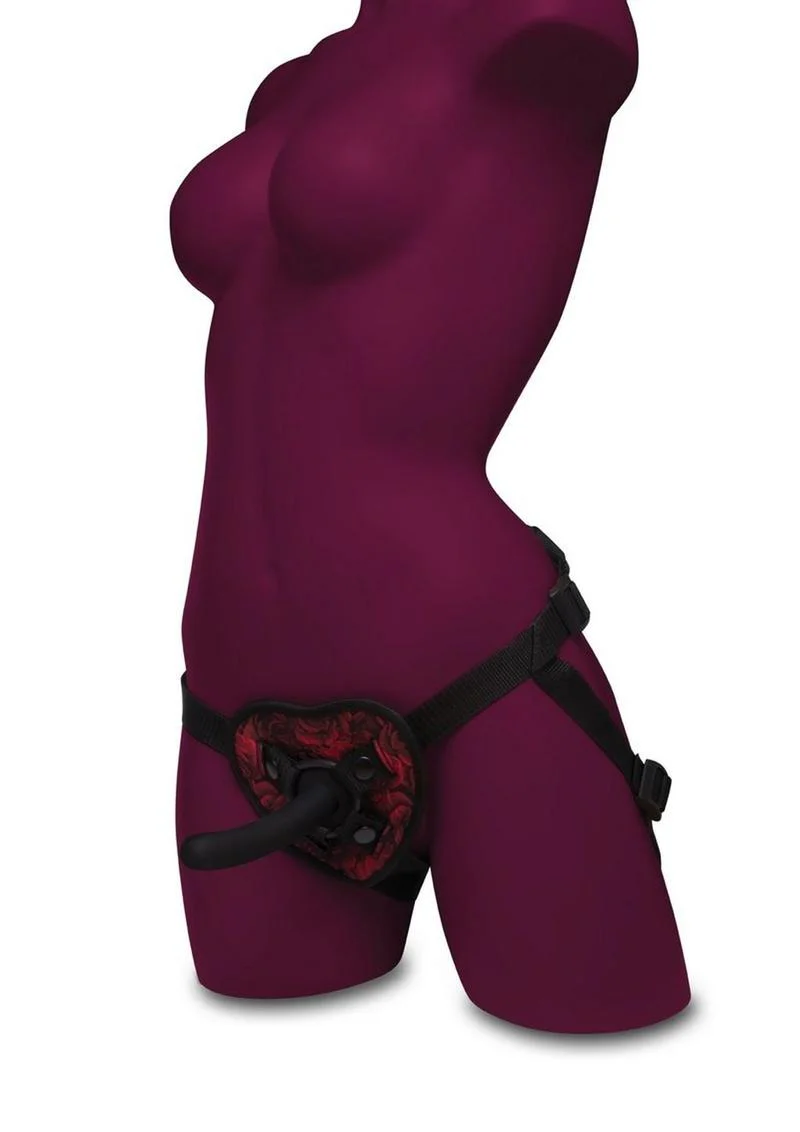 Secret Kisses Rosegasm Heart Shape Strap-On Harness Dildo Satin Blindfold - Image 2