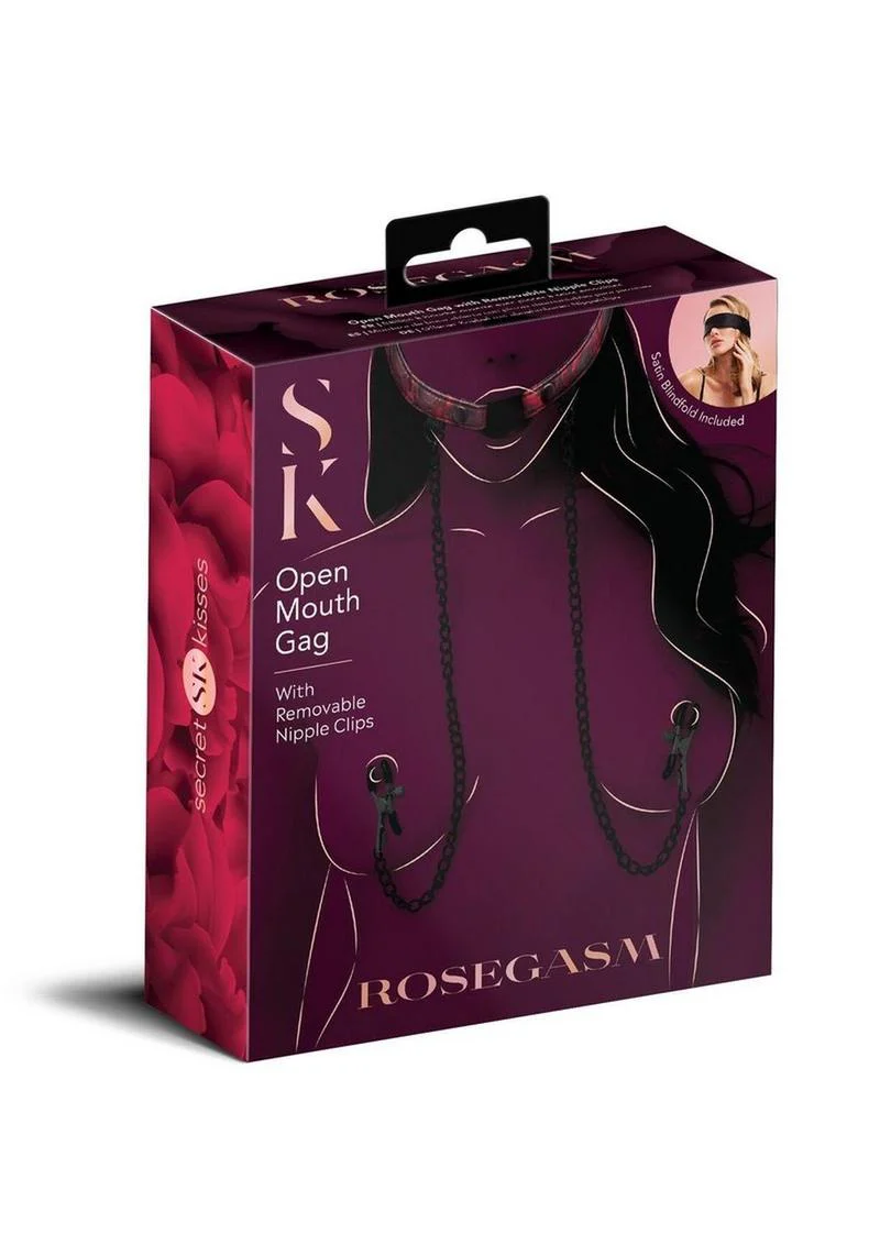 Secret Kisses Rosegasm Open Mouth Gag Nipple Clips - Image 2