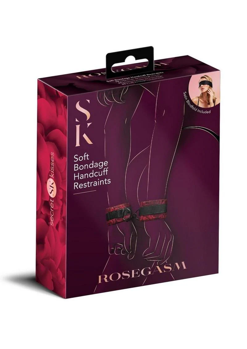 Secret Kisses Rosegasm Soft Bondage Handcuff Restraints Satin Blindfold - Image 3