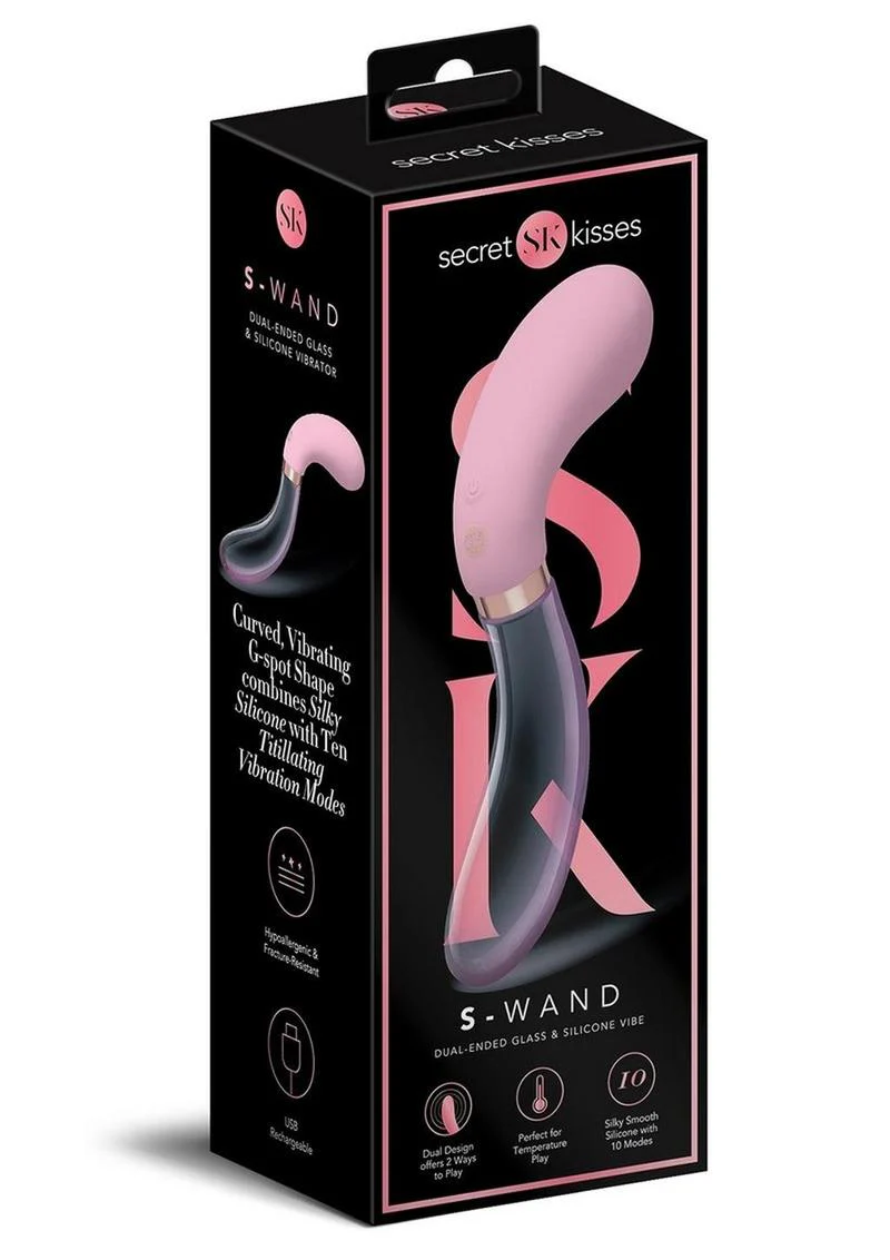 Secret Kisses S-Wand  Dual Ended Glass & Silicone Vibrator - Image 2