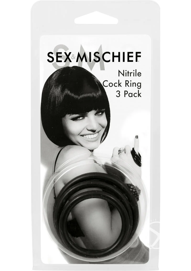 Sex And Mischief Nitrile Cock Ring 3 Pack With Stretchy And Durable - Image 4