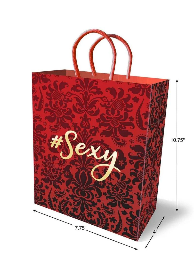 Sexy Gift Bag Red Damask Design with #Sexy Print - Image 3