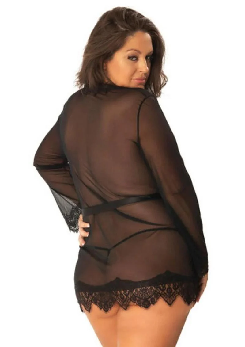 Sheer Lace Short Robe 1X/2X - Image 2