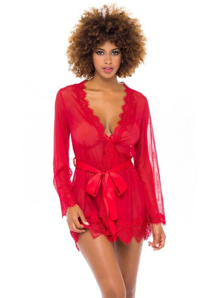 Sheer Mesh Eyelash Lace Robe Plus Size - Image 10