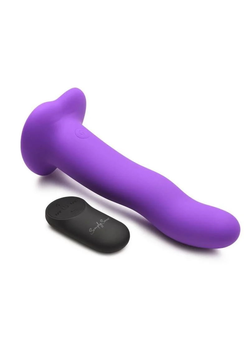 Simply Sweet Wavy Silicone Dildo Rechargeable Vibes with Control - Image 2