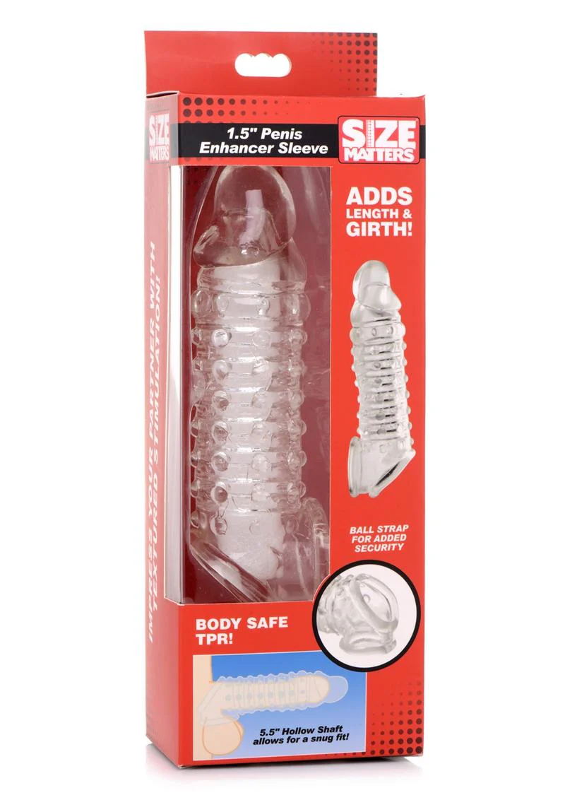 Size Matters 1.5 Inch Penis Enhancer Sleeve Secure Pleasure Fit - Image 13