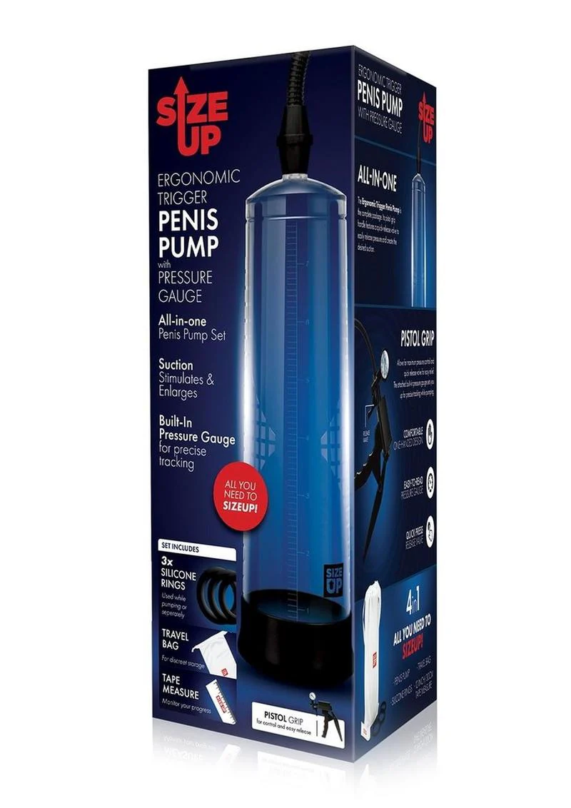 Size Up Ergonomic Trigger Penis Pump with Pressure Gauge Set - Image 4