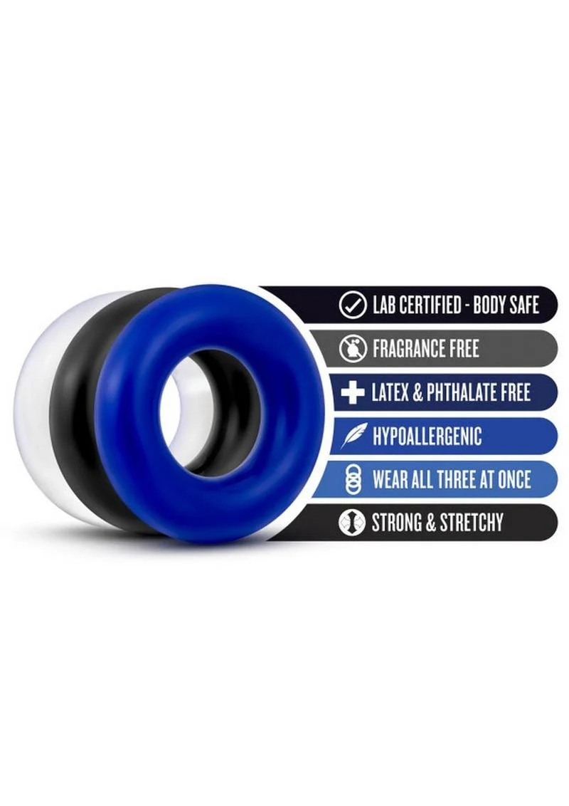 Stay Hard Donut Rings Assorted 3-Pack Super Stretchy And Skin Safe - Image 2