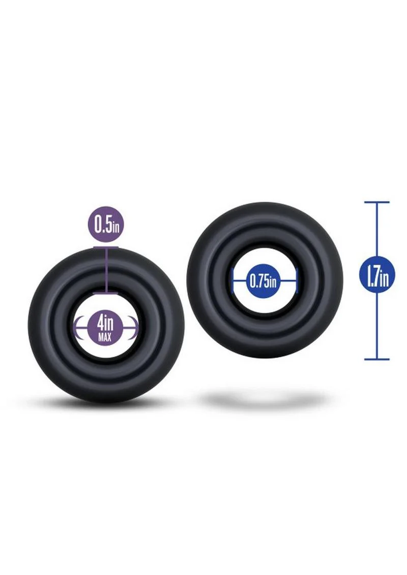 Stay Hard Donut Rings Oversized Stretchy And Body Safe Black Rings - Image 3