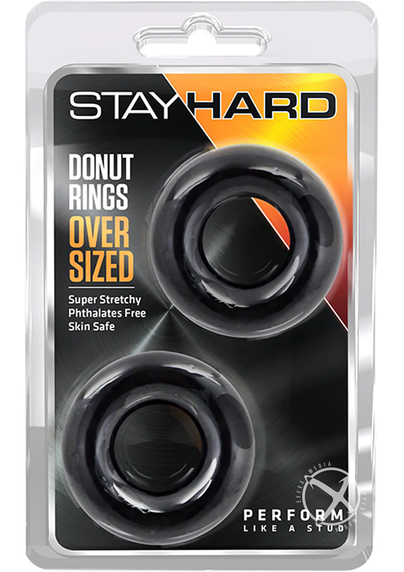 Stay Hard Donut Rings Oversized Stretchy And Body Safe Black Rings - Image 4