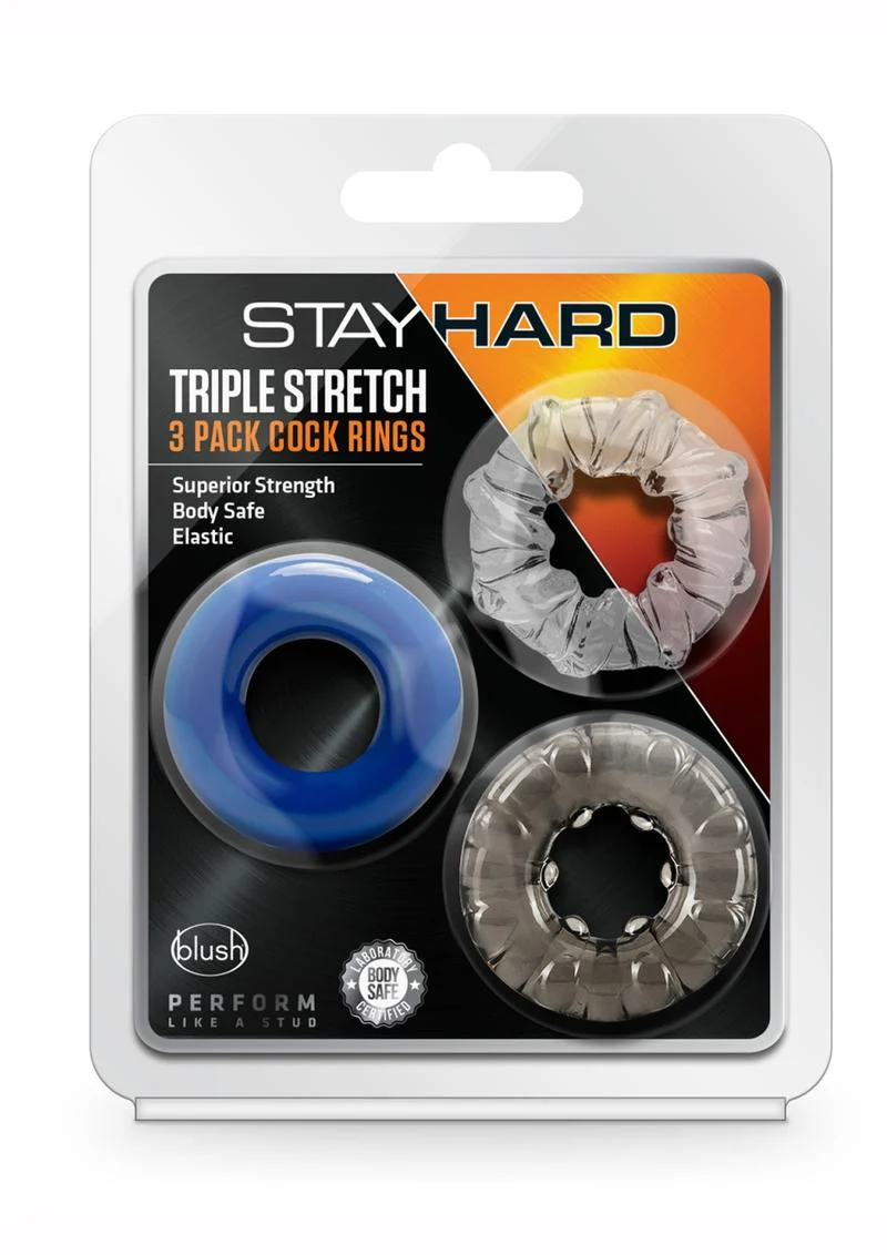 Stay Hard Triple Stretch 3 Pack Cock Rings Superior Strength - Image 4