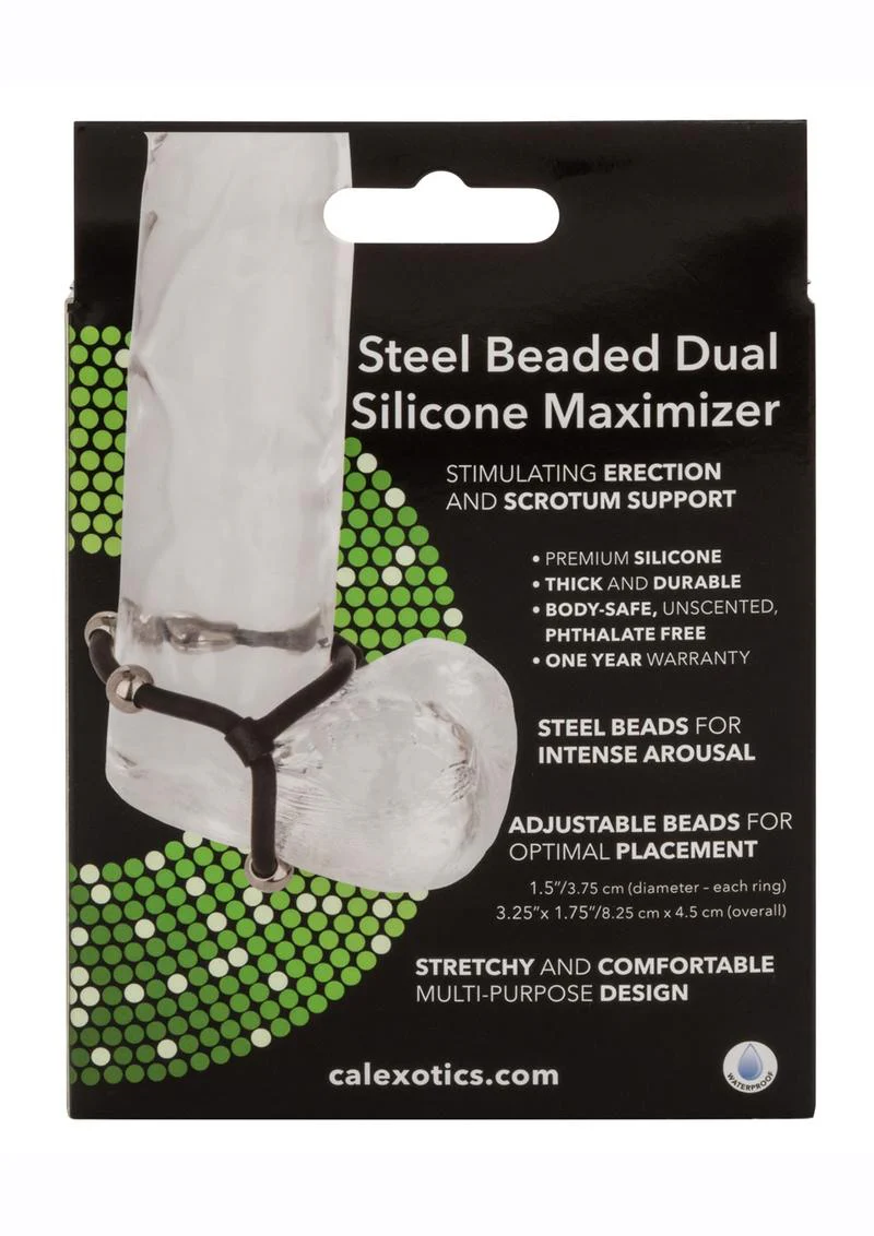 Steel Beaded Dual Silicone Maximizer Cock Ring - Image 3