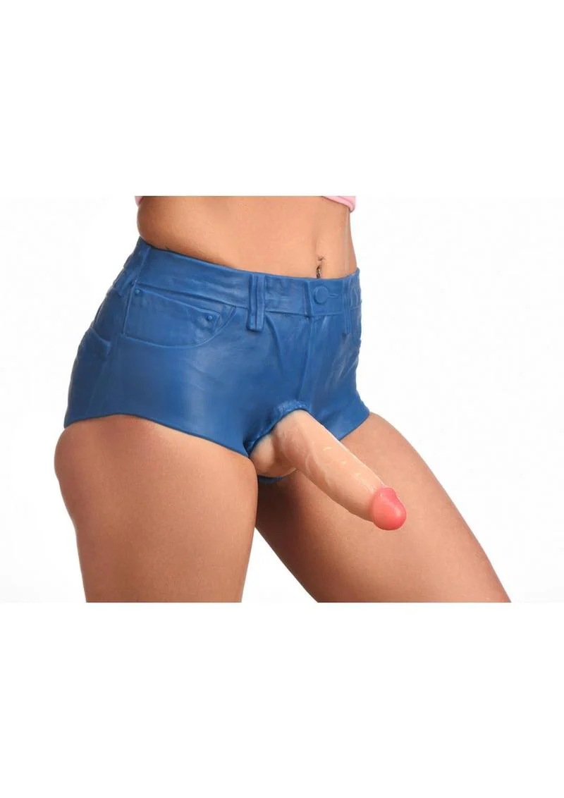 Strap U Booty Shorts Strap-On Harness with 6 Inch Silicone Dildo