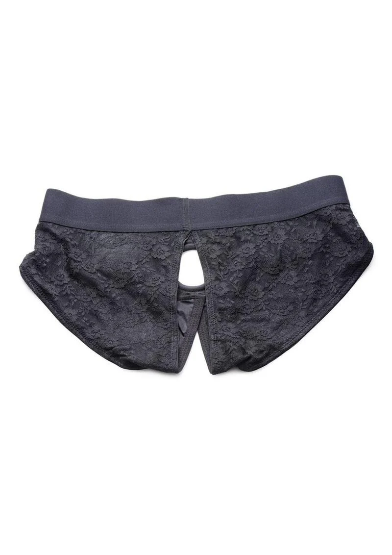 Strap U Lace Envy Black Crotchless Panty Harness - Image 2
