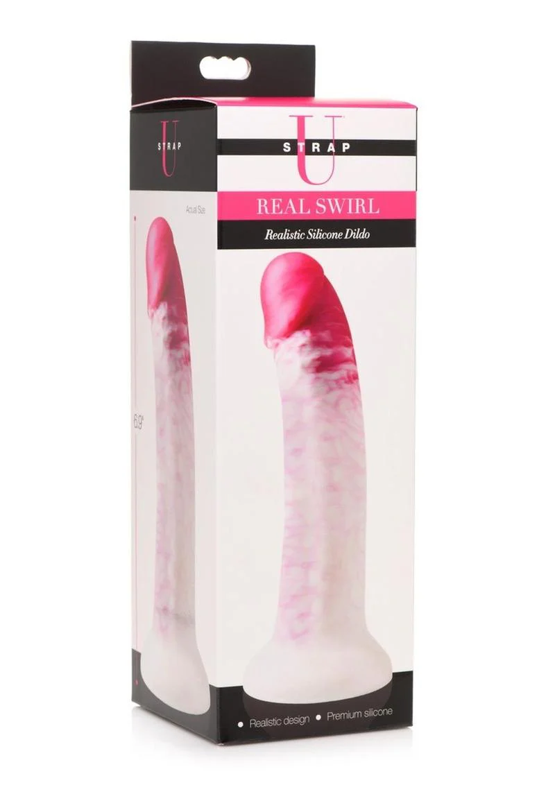 Strap U Real Swirl Silicone Dildo Realistic Veined Design - Image 7