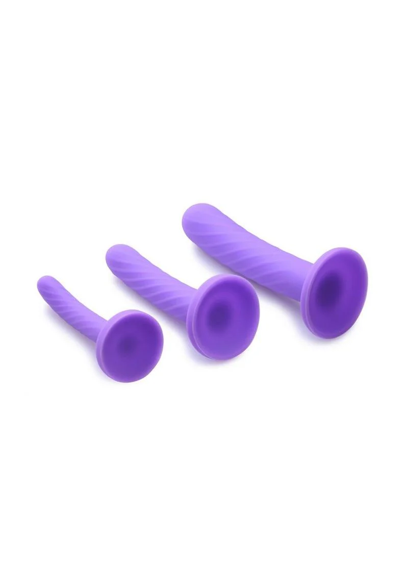 Strap U Tri-Play 3 Piece Silicone Dildo Set With Harness Compatible - Image 2
