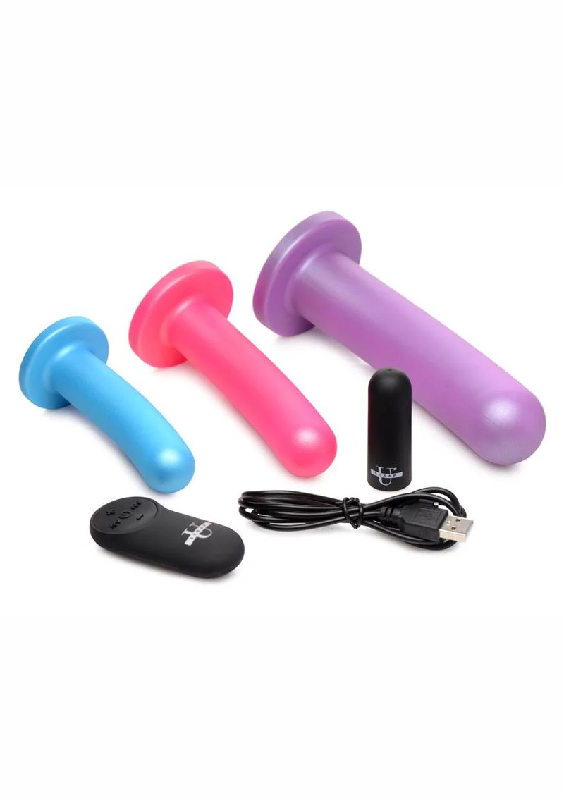 Strap U Triple Peg Rechargeable Silicone Dildo with Remote Control - Image 3