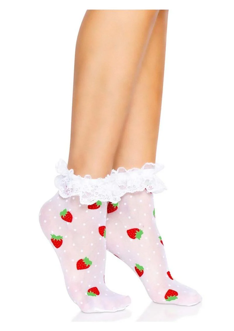 Strawberry Polka Dot Ruffle Top Anklets - Image 2