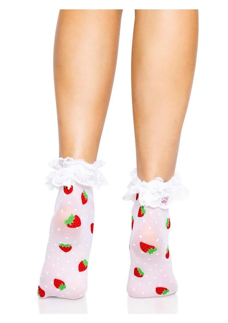 Strawberry Polka Dot Ruffle Top Anklets - Image 3