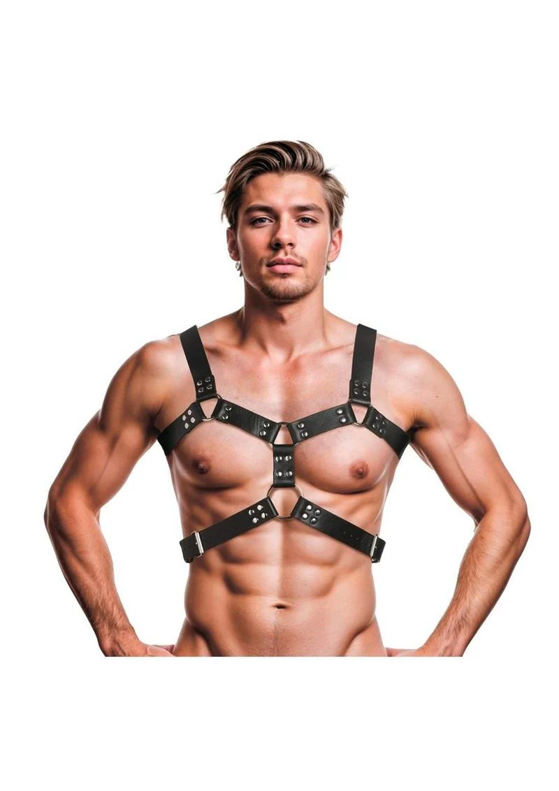 Strict 6 O-Ring Chest Harness Fully Adjustable Vegan Leather - Image 2